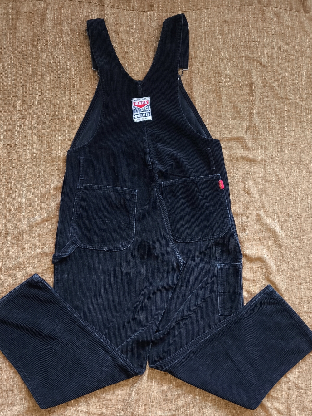 Ikeda Corduroy Carpen Overalls Bibs Vintage Made In Canada Black Size 38x32 EUC